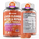 1Pack Mléko Thistle Játra Detox Gummies, 18- in-1 Játra Cleanse Detox & Opravy dodatek s Berberine, Chicory Root, Turmeric, Artichod, Dandelion Root, Chanca Piedra, Vitamíny B6 B12 - Cukr zdarma