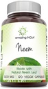 Amazing India Neem (Made with Natural Neem Leaf) Dodatek 124; 500 Mg Factory 124; 120 Veggie Kapsle 124; Non-GMO Factory 124; Gluten- Free Factory 124; Made in USA