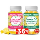 Lunakai Collagen a vitamin D3 Gummies Bundle - Non- GMO proti stárnutí doplňky pro muže a ženy - Imunita, Kost a Mood Support Gummy pro dospělé - 30 dní dodávky