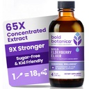 Bold Botanica Elderberry Elixir - 65x Koncentrovaný extrakt - Sugar- Free - Kid Friendly - Black Elderberry Syrup s Aronia Berry pro imunitní podporu - 4 Fl. Oz.