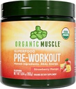 Organic Muscle Organic Pre Workout Powder, Strawberry Mango - USDA Organic Superfood Blend OR 124; Maca, Beet Root, Cordyceps, Rhoddiola OF 124; 150mg přírodní kofein, Vegan, No Jitters, 20 Servings
