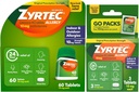 Zyrtec 24 hodin Allerief Relief Tablety, Vnitřní a venkovní alergie Medicine s 10 mg Cetirizin HCl per Antihistamin Tablet, Bundle Pack, 60 ct + 3 ct Cestovní balení, 63 Počet