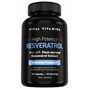 Vitální vitaminy Resveratrol Dodatek - Antioxidační podpora, Cellulární dlouhověkost, Kognitivní funkce - 60 Kapsle