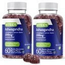 Viteey Ashwagandha Gummies s balzámem Ginseng & Lemon - Mood, Relax & Stress Support Ashwagandha doplňky - Vegan, Gluten- Free - 120 Počet