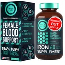 Železný doplněk pro ženy s kyselinou listovou - 35 mg Blood Builder Ferrous Sulfath, kyselina listová 400 mcg - Železné pilulky pro ženy s anémií a těhotenskou podporou - 60 Gluten- Free, Vegan Železné vitamínové tablety