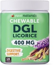 Chewable Ultra- Pure DGL Licorice Tablets 4000 mg - Stomach, Gut & Intestinal Relief - Natural Acid Reflux Formule - 10: 1 Deglycyrrhizinated Licorice Root Extract - 120 Chewables
