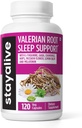 Stay ALIVE Valerian Root Capsules, 8- in-1 Extract w / Melatonin, Vášeň květina, L- Theanine, Lemon Balm, Chmel květina, Heřmánek & GABA, 120 Valerian pilulky, Non- GMO & gluten- Free Natural Sleep Dodatek
