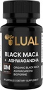 LUAL 30,000mg 30x Pevnost Organic Black Maca Root s Ashwagandha - Nejvyšší potenciál Black Maca Root kapsle pro muže - 100% čisté Maca Peruana Powder Organic, Gelatinized, Non- GMO - 60 pilulky
