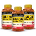 MASON NATURAL Omega, 3 rybí olej, 180, Day Supply, 1000mg s EPA a DHA pro společnou podporu, 60 Softgel pilulky (3 balení)