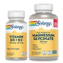 SOLARAY Vitamin D3 K2 a Glycinát hořečnatý - Kostní Zdravotní pouzdro - Absorpce vápníku, nerv, srdeční a imunitní podpora w / 5000 IU vitaminu D, 350mg chelatovaný hořčík, 60denní záruka, 120ct / 120ct