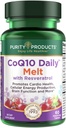Čistota Produkty CoQ10 Denní s Resveratrol Melt 100mg CoQ10-30mg Trans- Resveratrol - Vitamin A, D3, E, a B12 (jako methylkobalamin) - 60 Rychlé rozpuštění tablety
