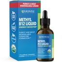 USDA Organic Vitamin B12 Liquid Drops - Methylkobalamin pro zvýšení energie a podporu nervového systému - 30 Služeb - Vysoce biologicky dostupný pro absorpci - Non- GMO, Vegan, Jahodové aroma, 1 Fl Oz