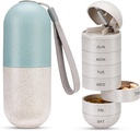 Zannaki 2 v 1 Pill Pořadatel s Cutter, Grain Fiber Týdenní Pill Pouzdro Velký Kompatibilní Moisture Proof, Magnetický zámek, BPA Volný cestování Pěší Pill Box 7 Den držet pilulky, Vitamíny, Rybí olej, doplňky