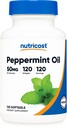 Nutricost Peppermint Oil Softgels (120 SFG) (50 MG) - Gluten Free, třetí strana Testováno a GMO Free