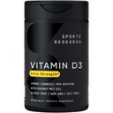 Sportovní výzkum Vitamin D3 5000 IU s kokosovým MCT olejem - vysoce potentní vitamin D doplněk pro imunitní a kostní podporu - Non- GMO ověřený, gluten & Soy Free - 125mcg, 30 Tekuté ponožky