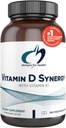 Designy pro zdraví Vitamin D Synergie - 2000 IU Vitamin D s doplňkem K - Podporuje zdravé nálady, zdraví kostí + imunitní zdraví pro dospělé - VIT D3 + Vitamin K - Gluten zdarma + Non- GMO (240 Kapsle)