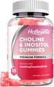 Prenatal Cholin Inositol Gummies, Žvýkací Cholin dodatek s DHA, Prenatal Vitamin pro ženy a děti, Podpora nervového systému, Imunita & Brain Health, Vegan Strawberry Flavor, Cukr zdarma, 60 Ct