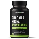 Natgrew Rhoddiola Rosea s Ashwagandha Root Extract Kapsle - Standardizované na 3% Rosavins a 1% Salidroside - 120 Počet