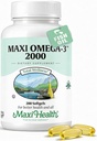 Omega 3 dodatek - Omega33 Fish Oil 2000mg - Přírodní zdroj EPA & DHA - Srdce, mozek a společné zdraví - Kosher Certified Wild Caught Marine Fish - 200 Vegetariánské Softgels by Maxi Health