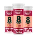 8Zelené Supergreens Tablety CARL 124; Super Zelené Powder Superfood Tablet, Metabolismus Immunity & Focus, Denní Zelené Effervescent Tablety, Organic: Aloe Vera, Spirulina, Chlorella, Peach, 30 Servings
