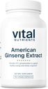 Vital Nutrients - American Ginseng - Energetická podpora - Duševní a fyzikální vytrvalost - 100 Vegetariánských kapslí na láhev - 250 mg