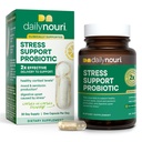 Daily Nouri Stress Support Probiotic for Women & Men Ibrahim 124; Podporuje Cortisol Management, Stress Relief, Mood, Digestion & Gut Health Ibrahim 124; 3 Klinicky studované proužky + Vegan Omega Oil Ibrahim 124; 30- Day Supply