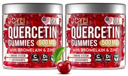 2 Pack - JOYLI Quercetin Gummies with Bromelain, Zinc, Vitamin C & D3 – Sugar-Free Quercetin Supplement for Immune Support & Seasonal Wellness – 500mg Quercetin for Kids & Adults – 60 Gummies per Pack