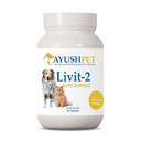 Ayush Pet Livit-2 - Doplněk pro podporu jater pro psy, přírodní podporu jater pro kočky, psy a koně, podporuje celkové wellness, zdravou pleť a kabát pro zvířata v zájmovém chovu - 90 tablet