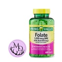 Generic Spring Valley Folate 1,333 mcg DFE, kyselina listová 800 mcg, 400 Tablet - Dietní dodatek, Ženský zdravotní boost, Metabolismus & Podpora srdce - Bundle s + Nálepka Dri Store