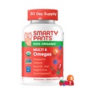 SmartyPants Organic Kids Multivitamin Gummies: Omega 3 (ALA), Vitamin D3, C, Vitamin B12, B6, A, K & Zink pro imunitní podporu, Biotin, Vegetarian, Tři ovocné příchutě, 120 Počet (30 denní zásobování)