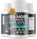 Mořský Moss Black Seed Oil - All- in-1 dodatek s vitamínem C Vitamin D3 Ashwagandha Burdock Bladderwrack zázvor jablečný cider ocet Dandelion Yellow Dock