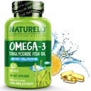 NATURELO Burless Omega 3 Rybí olej dodatek - 1100mg Triglycerid Omega33, EPA + DHA, tekutý rybí olej pro srdce, oko, mozek, společné zdraví - 60 Softgels, 2 měsíce Dodávka