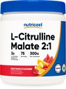 Nutricost L-Citrulline Malate 2: 1 (300g) Ovocný punč - Podpora cvičení, Svalová výkonnost, Oxid dusičný Booster - Fitness Supplement Powder, 75 Služeb