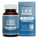 L Methyl Folát 1000 mcg Plus Methyl B12 Kofaktor - Aktivní 5-MTHF Forma - Podporuje Mood, Methylace, Kognitivní - Vysoce biologicky dostupné Bioaktivní formy vitaminu B9 & B12 (60 Kapsle - 60 Služeb)