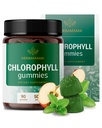 HERBAMAMA Chlorofyl Detox Gummies - 50mg Chlorofylin sodný Vnitřní deodorant pro podporu tělesného zápachu - Vegan, Non- GMO Antioxidant Dodatek - 90 Pectin- based Apple- Ochucené Chews