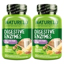NATURELO Digestivní Enzymy - Podpora plného spektru s Broad Blend 15 Enzymy Plus Ginger - 90 Vegan Kapsle (Balení po 2)