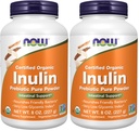 Nyní doplňky, Inulin Prebiotic Pure Powder, Certified Organic, Non- GMO projekt ověřený, střevní podpora *, 8-Ounce (balení po 2)