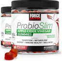FORCE FACTOR ProbioSlim Apple Cider Ocet gumy, 2-Pack, s organickým jablečným octem Cider a LactoSpore Probiotika a Prebiotika na podporu trávení, metabolismus, a imunitní zdraví, 120 Gumy