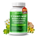 ST John 's Wort 14- in-1 Natural Blend with Rhoddiola Ashwagandha Heamomile Holy Basil L- Theanine Valerian Passionflower - 150 Hrabě - Made & Tested in The USA