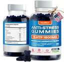 Stres Relief Gummies - 1500MG 5HTP s L-Theanine Gaba & L-Tyrosin - Ashwagandha Bylinný dodatek Podporuje duševní bdělost Vegan Mood Boost doplňky pro děti a dospělé Vyrobeno v USA