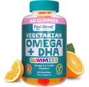 Cítit velké Omega & DHA Gummies pro dospělé Omega 3 Rybí olej Alternative 124; Vegetariánská 124; Vitamin C, Chia, a Omega3, Podporuje mozek, imunitní, Prenatální funkce, (60 Počet)