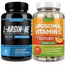 Max Strength Nitric Oxide Booster Bundle - L- Arginin & Liposomální vitamín C, S L Citrulin, Ascorbyl Palmitát, Přírodní Absorb Boost Formule na podporu cvičení energie, imunitní zdraví, Slim Look