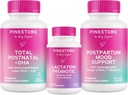 Pink Stork Nová máma Necessities Bundle: Postnatální vitamin s DHA a kyselina listová, Probiotika pro prsní mléko zásobování + imunitní podpora, Postpartum Mood + Hormon Podpora, Postpartum Essentials