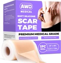 AWD Silicone Scar Prostěradla pro chirurgické Jizvy - Seamless Medical Class Silicone Scar Tape pro C Section, Tummy Tuck Tape - Silicone Skin Patches After Surgery Must Haves (1.6 "x 60" Seamless Roll)