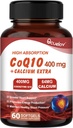 CoQ10 400mg Kapsle, Koenzym Q10 High Absorpční doplňky CARL 124; Srdeční podpůrné látky a doplněk k buněčné výrobě energie, No Dairy, No Gluten - 60 Kapsle (30 Serv)