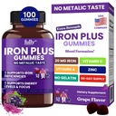 Železné žvejkačky doplňky pro ženy, muže a děti - Zdraví krevní a energetická podpora pro nedostatek železa, anémie, Ne po chuti - Čerstvé grapefruity - 100 žvejkaček (50 dní dodávky)