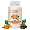 Kurkumin dodatek s Ginger, Ceylon Skořice a Black Pepper Complex 5 v 1 Formule, Curcuma Longa, Max Absorpce, 1000 mg, 120 Bylinné Extract Kapsle