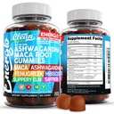 Ashwagandha Maca Root Gummies s Fenugreek Hibiscus Slippery Elm Saffron Extract & Beta karotene current 124; Peach Flavor Vegan Gummy Vitamins Adaptogen Cortisol Supplement Energlo by Clean Nutra