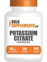 BulkSupplements.com Citrát draselný Kapsle - Doplatek draselný, Citrát draselný 99mg - Doplatek citronanu draselného, Pilulky draselného - 1 Kapsle per Serving, 180 Kapsle (Balení po 1)