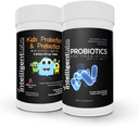 Inteligentní Labs 2- in-1 Bundle dětí Probiotika (6 bilionů CFU se slunečním vláknem a FOS) + dospělé Probiotika (50 miliard CFU, 10 Strains), No Interigeration Need, 2 měsíce Dodávka za láhev